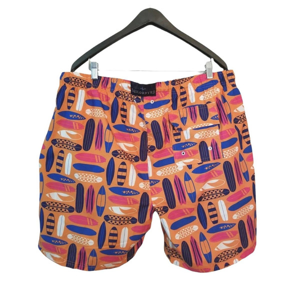 Tailor Byrd‎ surf board Print Drawstring Swim Trunks Size Men's XXL 40 7''in - Picture 2 of 11